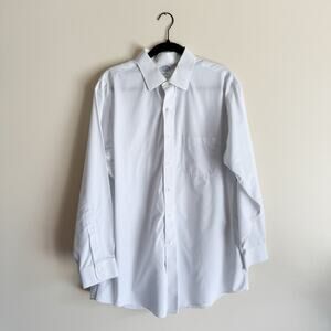 Brooks Brothers White + Blue Plaid Slim Fit Pima Cotton Non-Iron Button Up